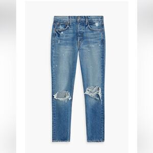 NWT GRLFRND Karolina distressed high-rise skinny jeans Point Loma blue 28 flaw